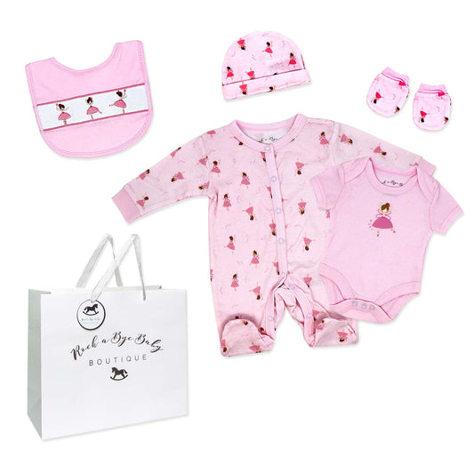 Rock A Bye Baby Boutique Girls Ballet 5 Pc Layette Gift Set NB