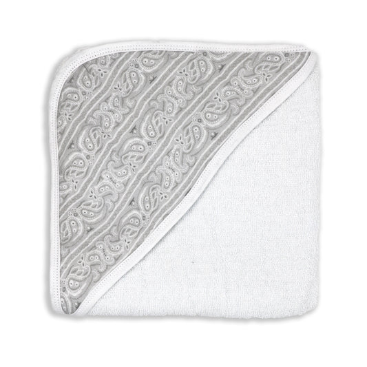 necessities by tendertyme Baby Boys and Girls Paisley Muslin Lined Hooded Towel, Gray