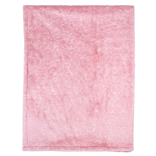 Baby Mode Baby Boys and Baby Girls Embossed Plush Minky Blanket, Pink Filigree
