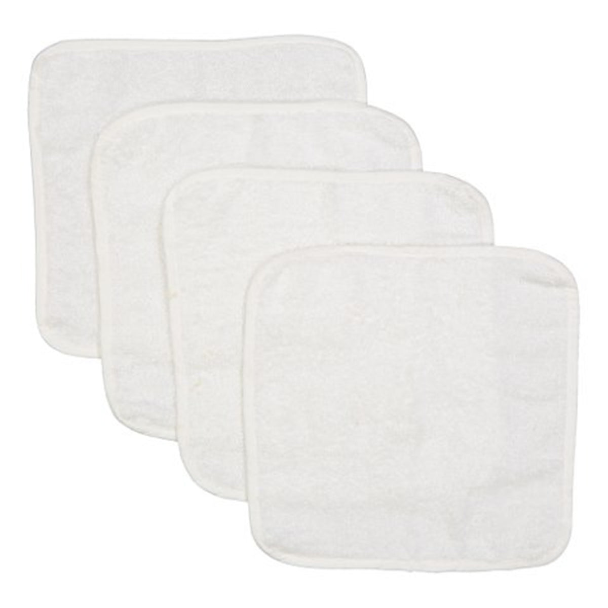 Baby Mode Signature Baby Boys and Girls Bath Washcloths with Piped Edge, White