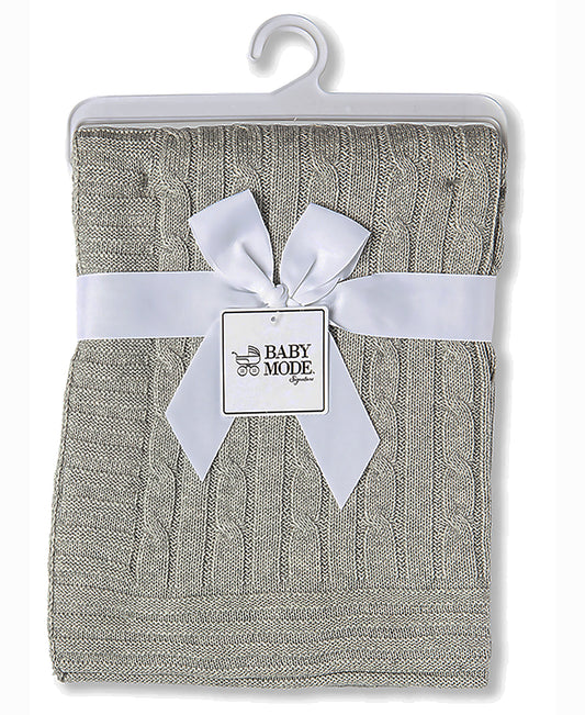 Baby Mode Signature Baby Boys and Baby Girls Cotton Cable Knit Baby Blanket, Gray