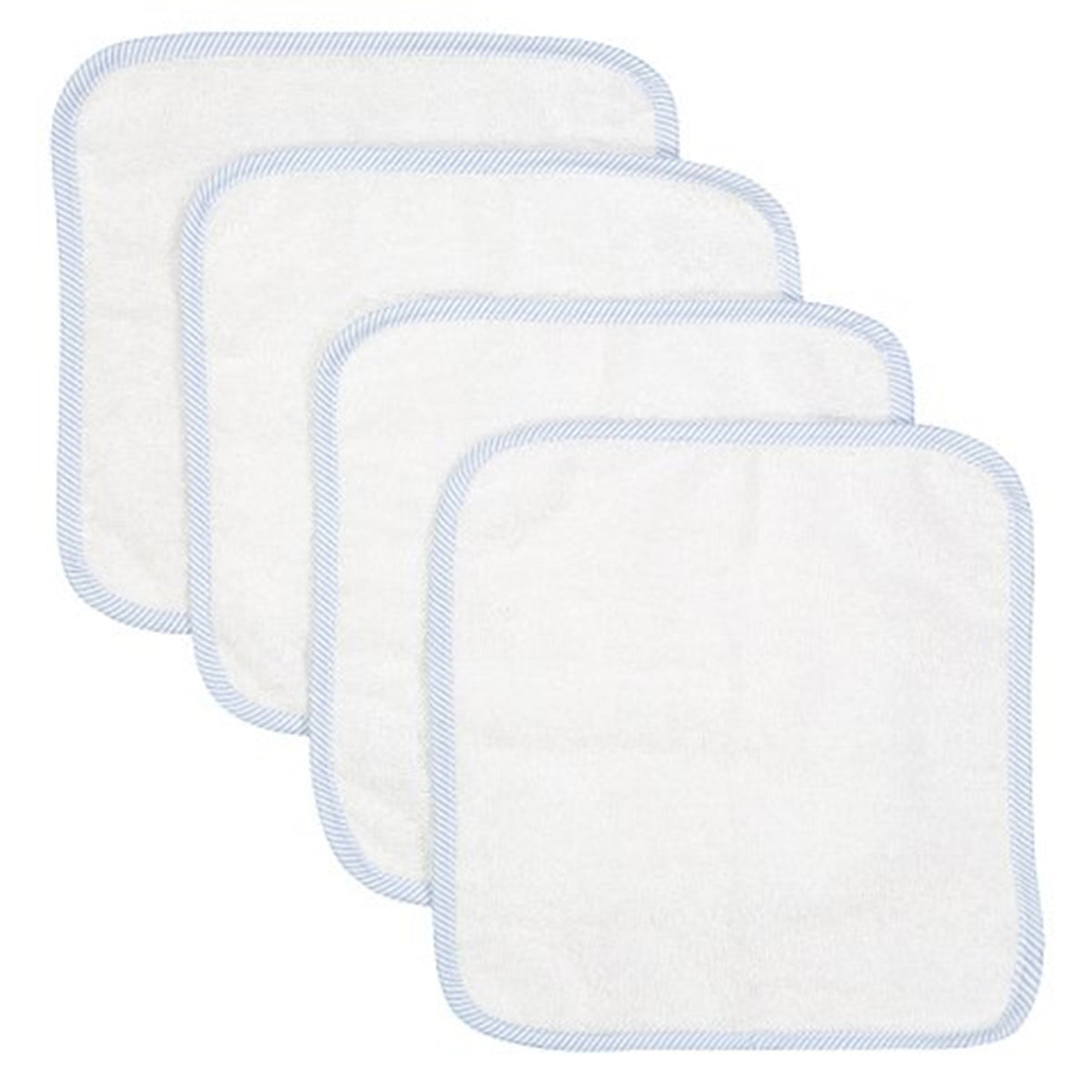 Baby Mode Signature Baby Boys and Girls Bath Washcloths with Piped Edge, Blue