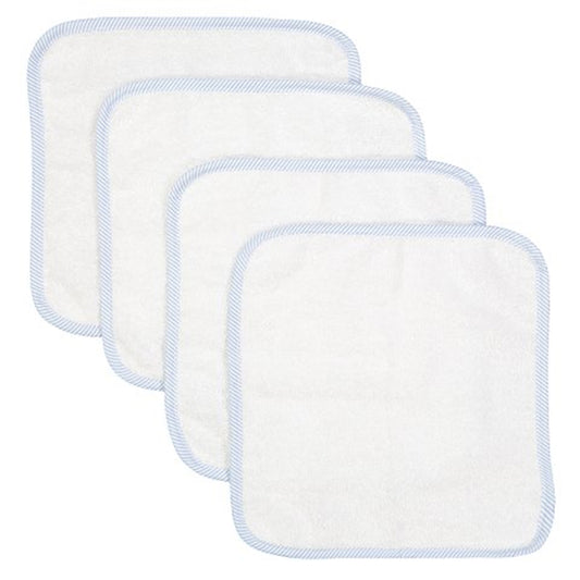 Baby Mode Signature Baby Boys and Girls Bath Washcloths with Piped Edge, Blue