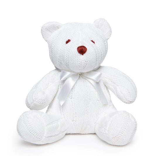 Baby Mode Cable Knit Snuggle Bear, White