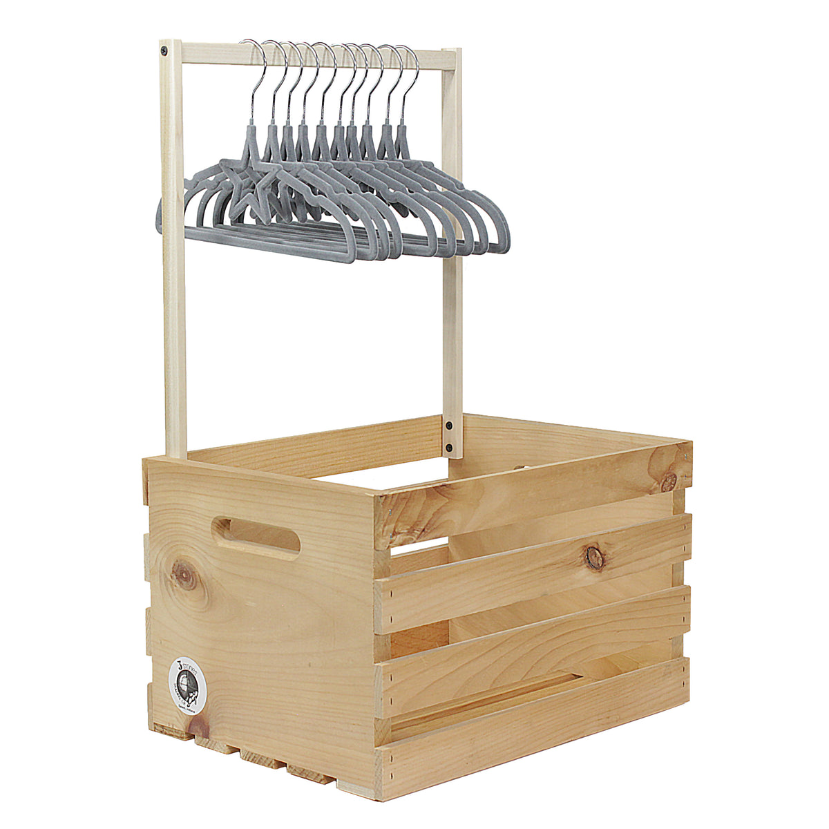 3 Stories Trading Company 12 Piece Baby Shower Wardrobe Gift Crate and Clothes Hangers, Gray