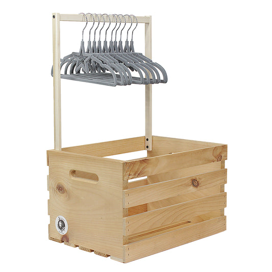 3 Stories Trading Company 12 Piece Baby Shower Wardrobe Gift Crate and Clothes Hangers, Gray