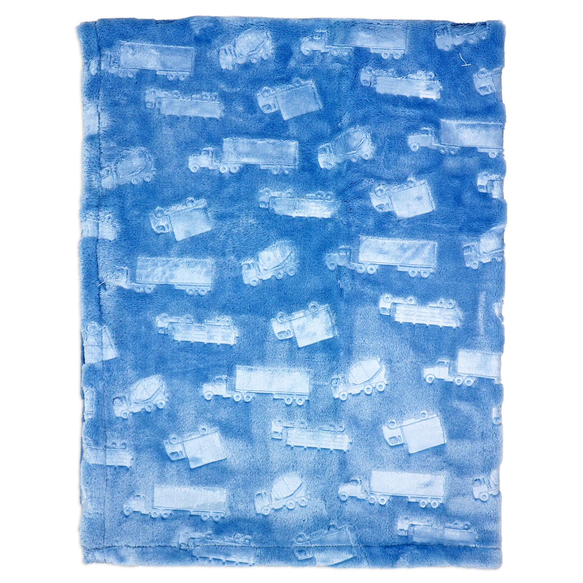 Baby Mode Baby Boys and Baby Girls Embossed Plush Minky Blanket, Blue Trucks