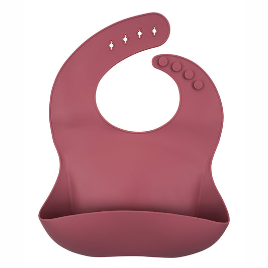 Tiny Teethers Designs Babies and Toddlers Silicone Feeding Bib, Pink