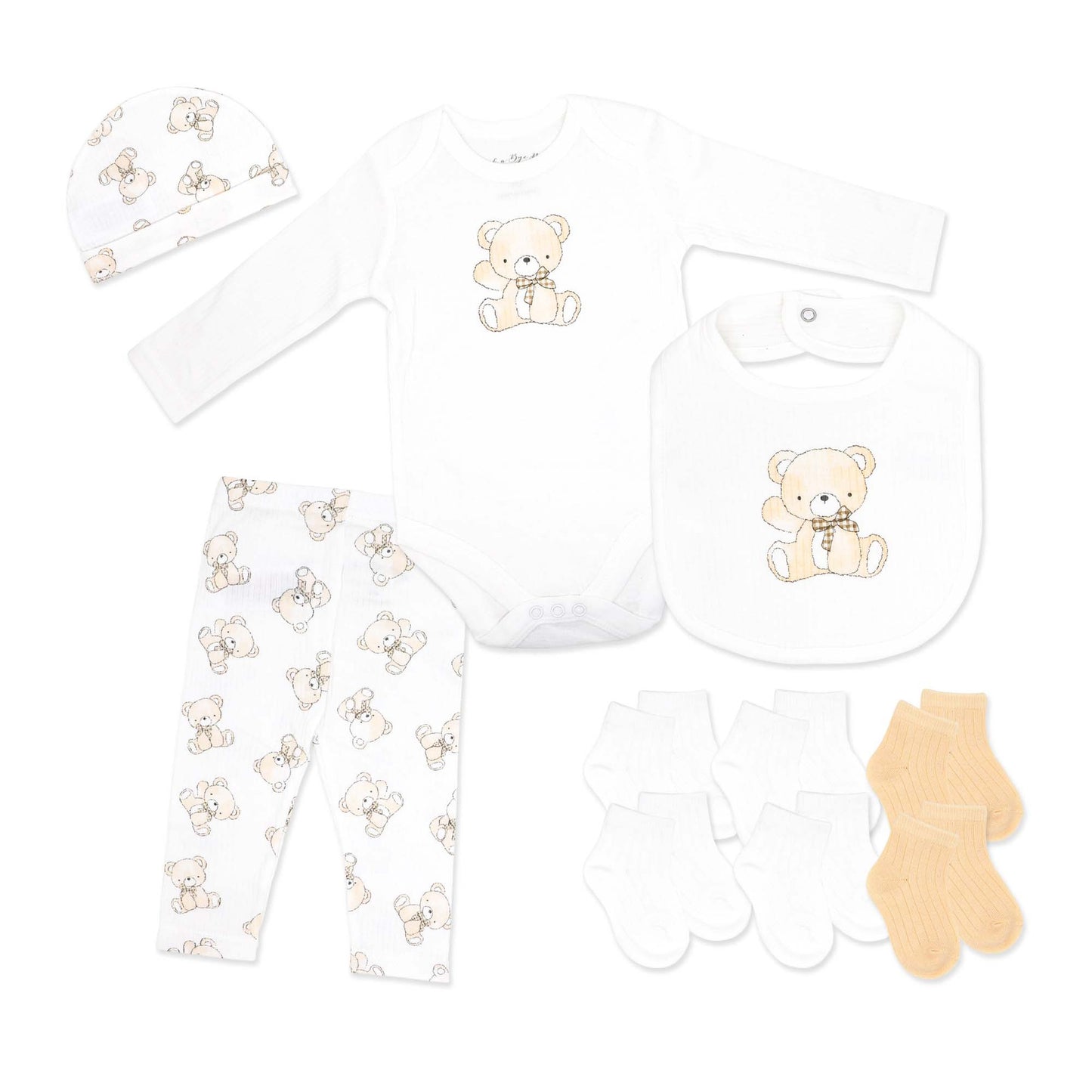 Rock A Bye Baby Boutique Baby Girls 10 Piece Baby Peach Bears Layette Set, 3-6M