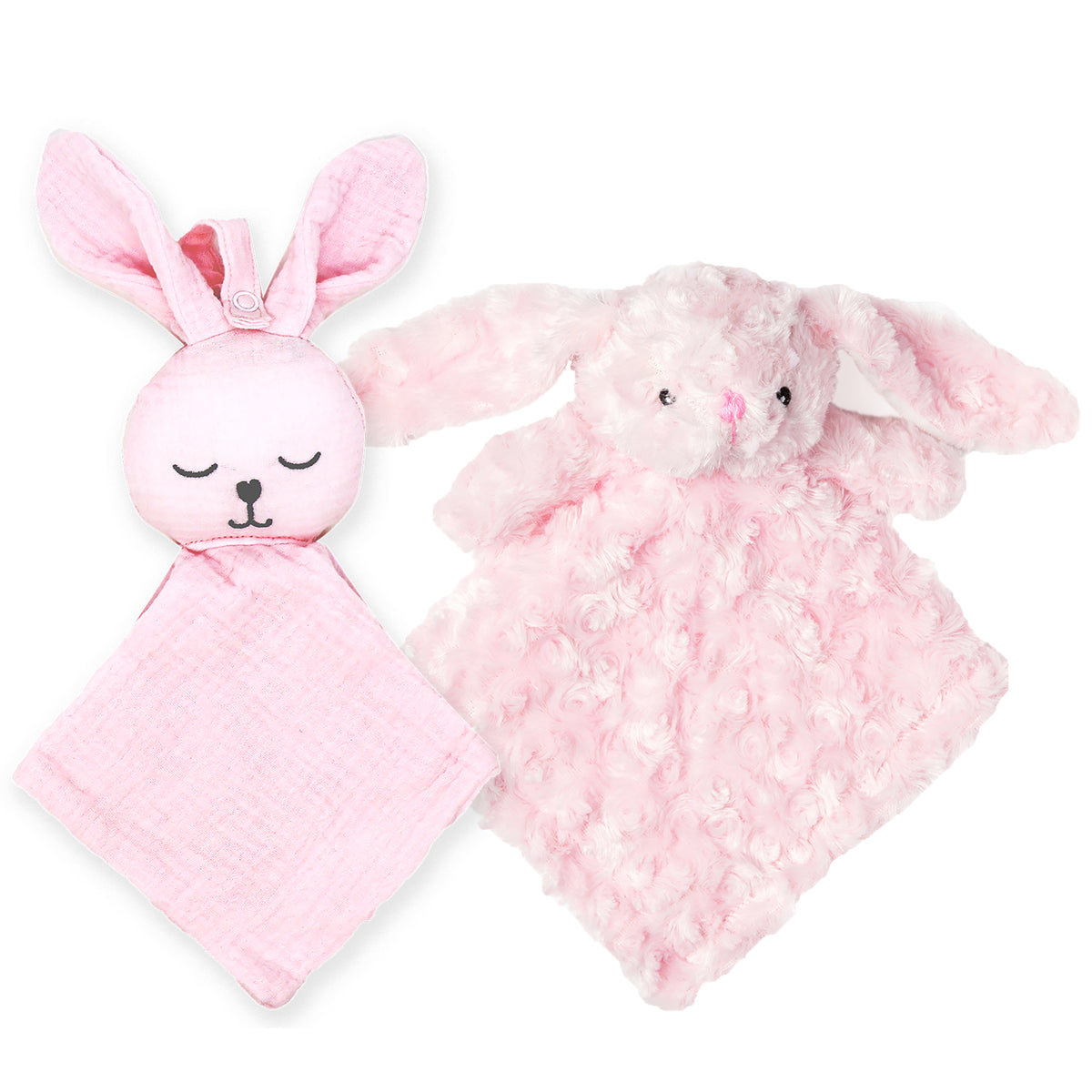 Baby Mode Baby Boys and Baby Girls Muslin Pacifier Keeper with Plush Nunu Gift Set, Pink