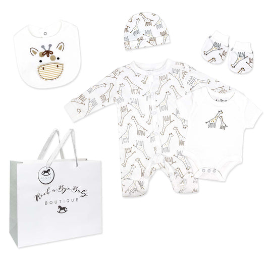 Rock A Bye Baby Boutique Baby's Giraffe 5 Pc Layette Gift Set 0-3M