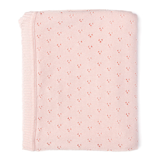 Baby Mode Signature Baby Boys and Baby Girls Cotton Layette Pointelle Knit Baby Blanket, Pink