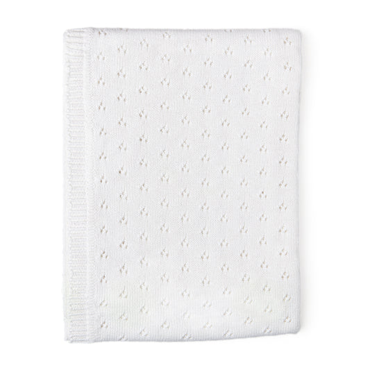 Baby Mode Signature Baby Boys and Baby Girls Cotton Layette Pointelle Knit Baby Blanket, Ecru