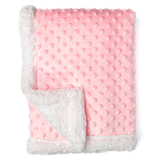 necessities by tendertyme Popcorn Minky Sherpa Baby Blanket, Pink