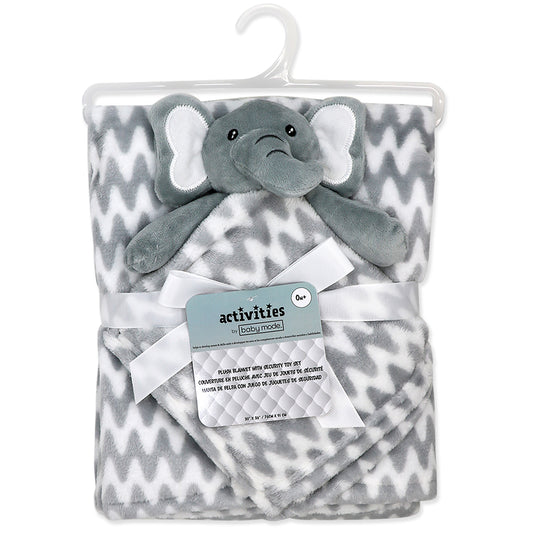 Baby Mode Baby Boys and Baby Girls Plush Blanket with Nunu Lovey Toy, Gray Elephant