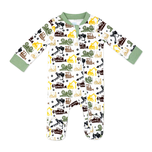 Baby Mode Baby Boys Dirt Magnet Zippered Footed Sleeper, 6-9M