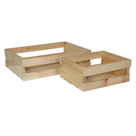 3 Stories Trading Company 2 Piece Unfinished Pine Pallet Style Half Crate Set