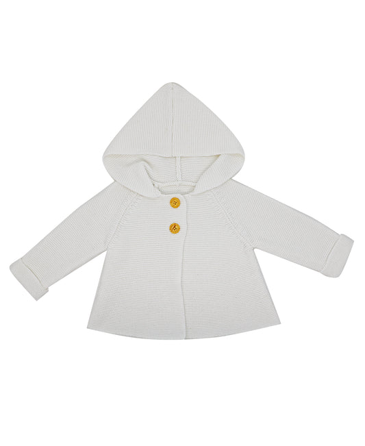 Baby Mode Signature Baby Girls Hooded Sweater Coat, White, 18-24 Months