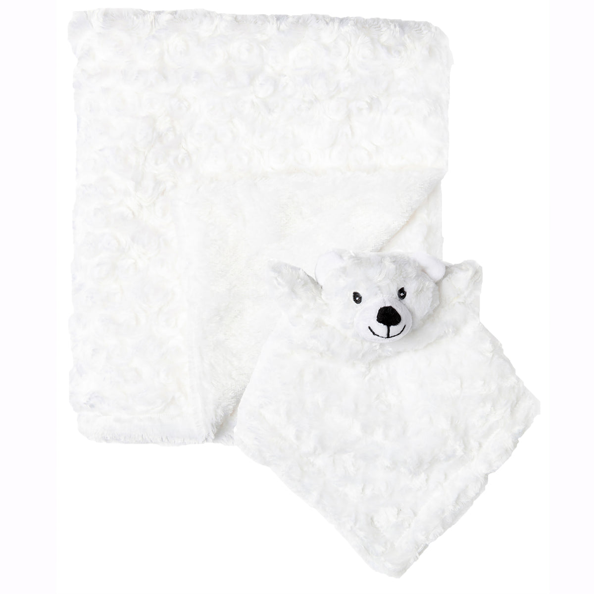 Baby Mode Baby Boys and Girls Plush Blanket with Nunu Gift Set, White