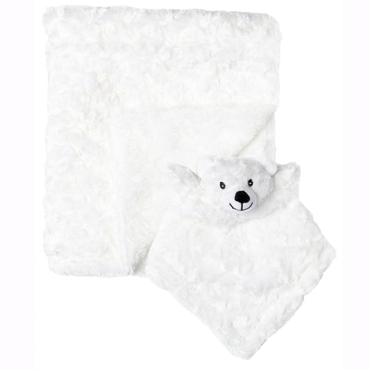 Baby Mode Baby Boys and Girls Plush Blanket with Nunu Gift Set, White