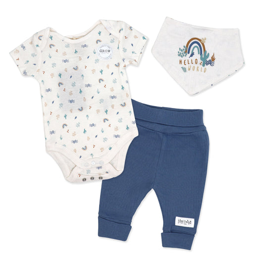Home Grown Baby 100% Organic Cotton  3 Piece Boys Southwest Layette Set, 6-9M