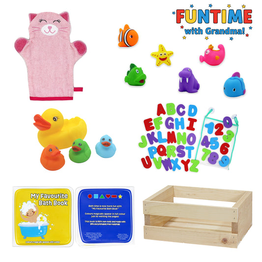 Funtime with Grandma! 50 Piece Baby Bath Fun Gift Set, Pinks