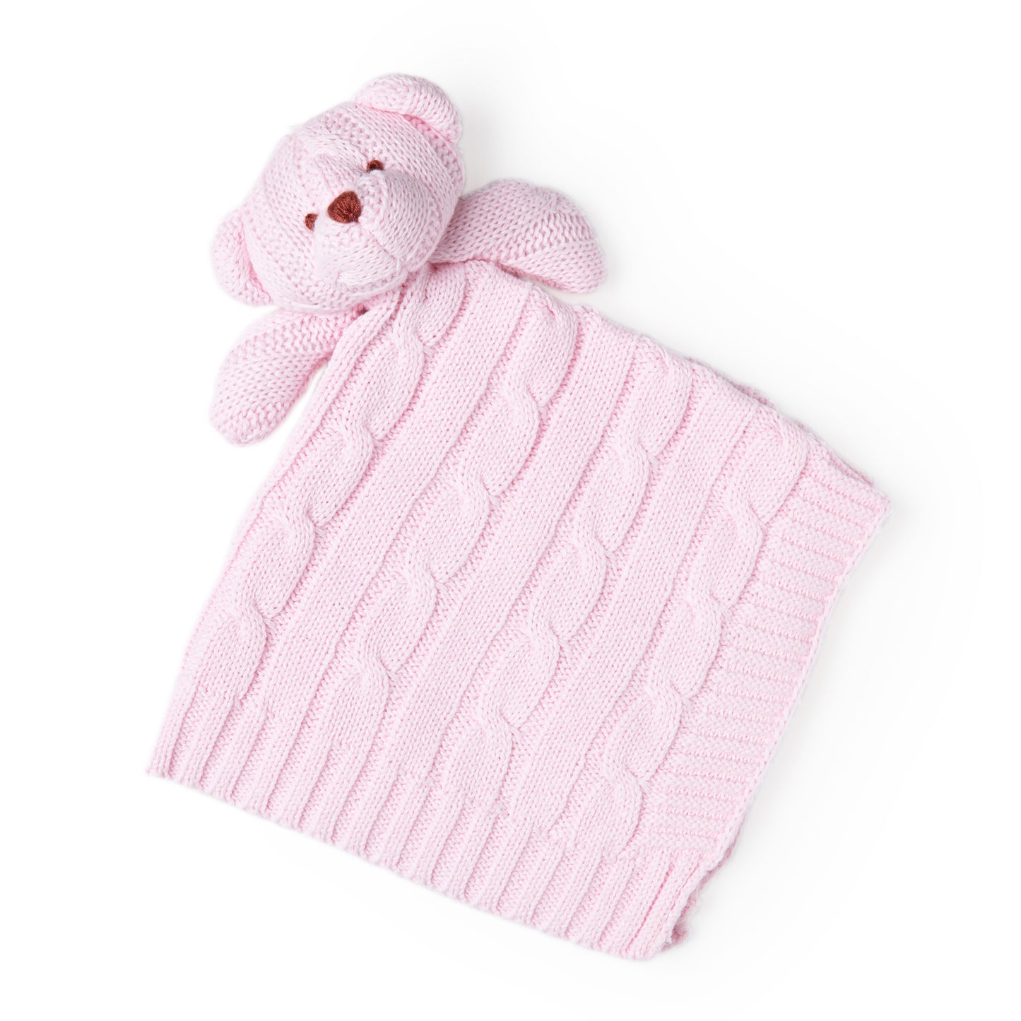 Baby Mode Knit Bear Security Blanket, Pink