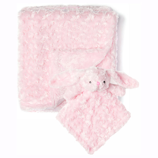 Baby Mode Baby Boys and Girls Plush Blanket with Nunu Gift Set, Pink