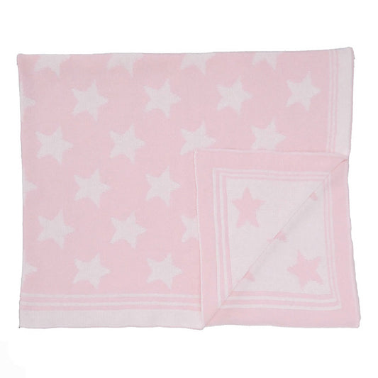 Baby Mode Signature Baby Boys and Baby Girls Reversible Knit Stars Baby Blanket, Pink