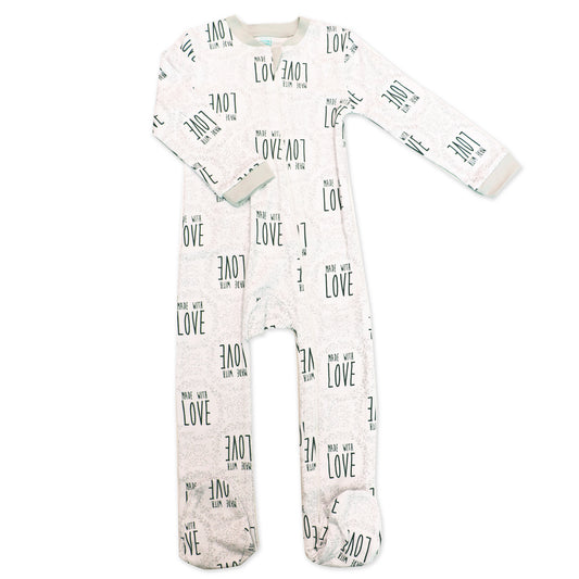Baby Mode Baby Boys And Baby Girls 100% Cotton Made With Love Zippered Footie 0-3M