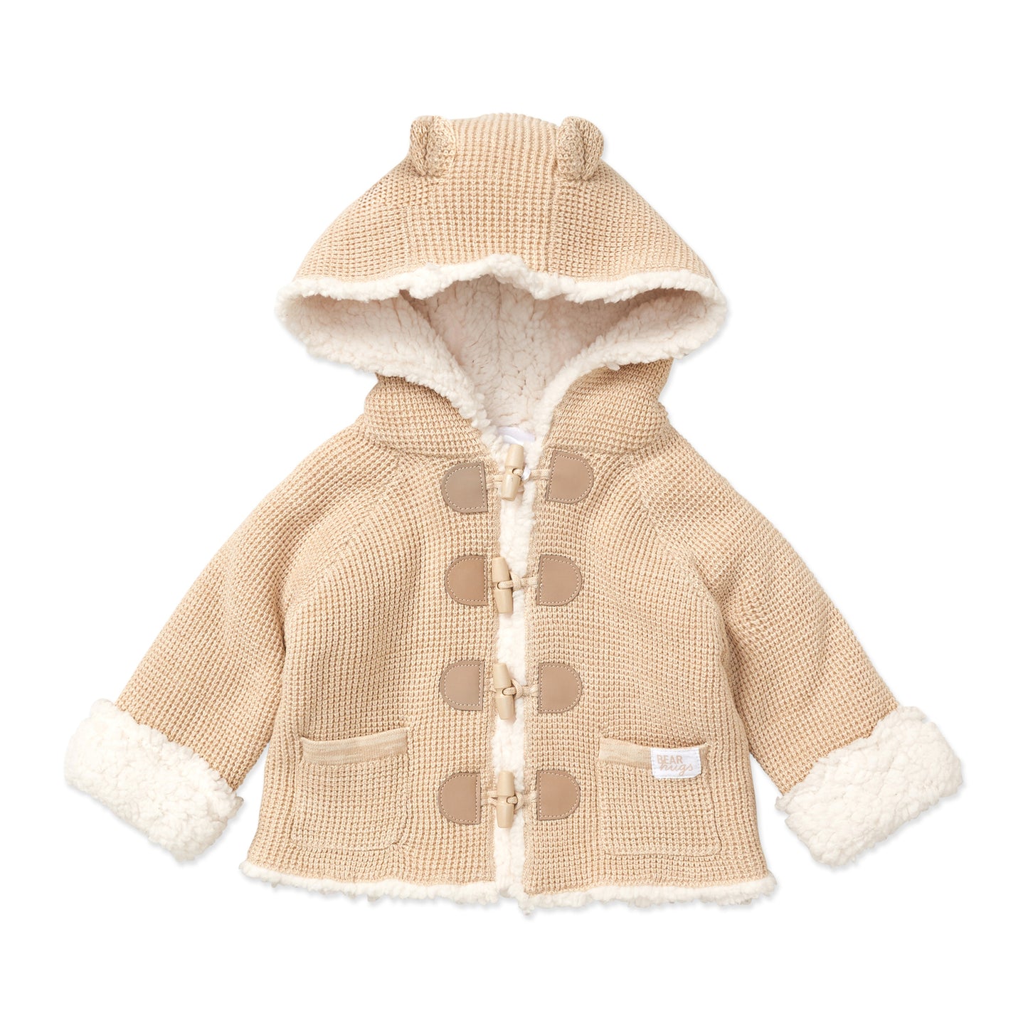 Rock A Bye Baby Boutique Baby Boys and Baby Girls Cotton Sherpa-Look Toggle Jacket, Oatmeal, 0-3M
