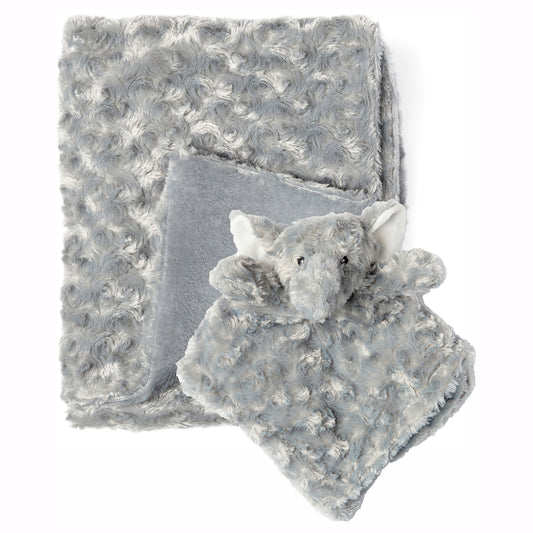 Baby Mode Baby Boys and Girls Plush Blanket with Nunu Gift Set, Gray
