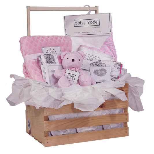 3 Stories Trading Company 16 Piece Necessities Baby Shower Wardrobe Gift Crate, Pink
