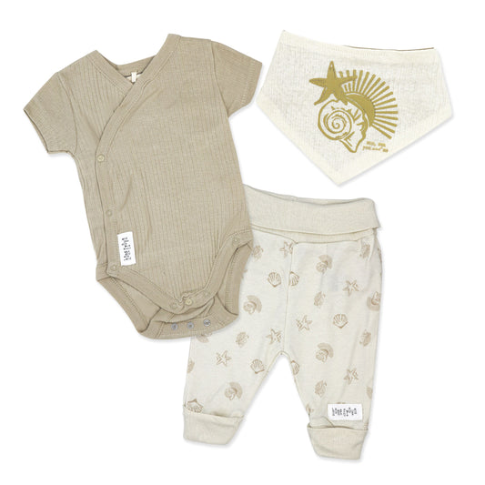 Home Grown Baby 100% Organic Cotton  Sun and Sea 3 Piece Layette Set, 9-12M