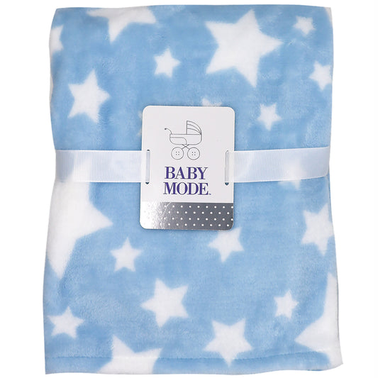 Baby Mode Baby Boys and Baby Girls Plush Fleece Star Print Baby Blanket, Blue