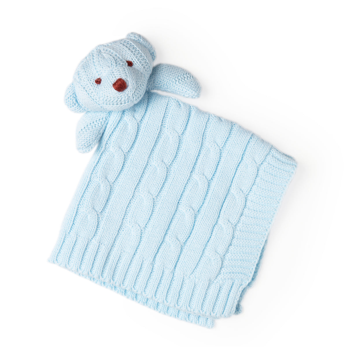 Baby Mode Knit Bear Security Blanket, Blue