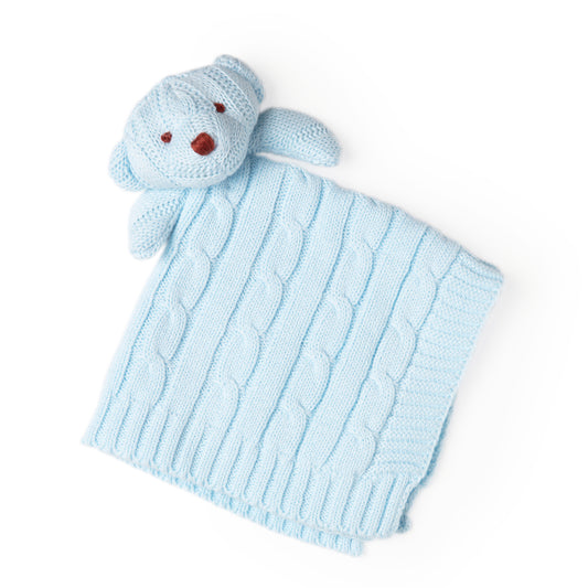 Baby Mode Knit Bear Security Blanket, Blue