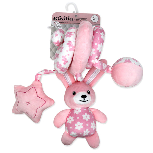 Baby Mode Boys and Girls Spiral Activity Toy, Pink Floral Bunnies