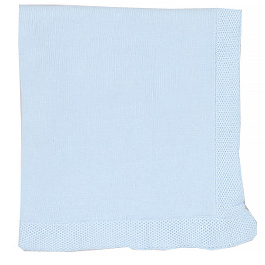 Baby Mode Signature Baby Boys and Baby Girls Knit Blanket with Knit Border, Blue