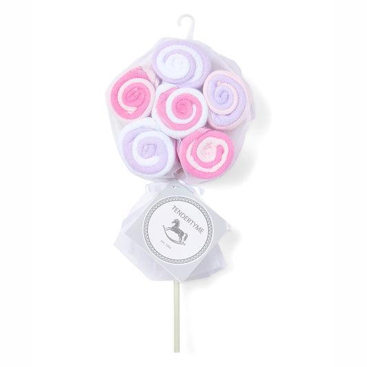 necessities by tendertyme Baby Boys and Girls Lollipop Baby Washcloth Gift Set, Pink