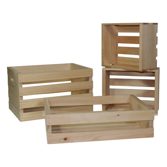 3 Stories Trading Company 4 Piece Unfinished Pine Pallet Style Crate Set