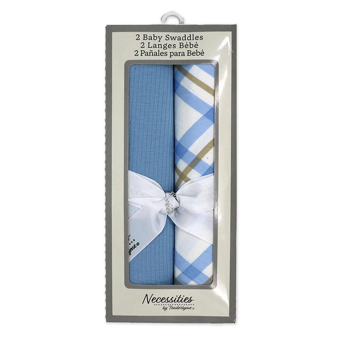 Baby Mode Signature Baby Boys and Baby Girls Boxed 2 Piece Knit Swaddle Blankets, Blue