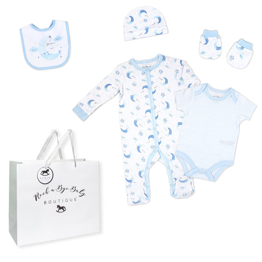 Rock A Bye Baby Boutique Baby Boys Dreaming Moon Layette, 5 Piece Set, NB
