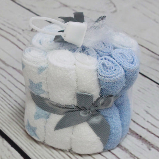 Jesse & Lulu Baby Boys and Girls 12 Baby Washcloths Gift Set, Blue