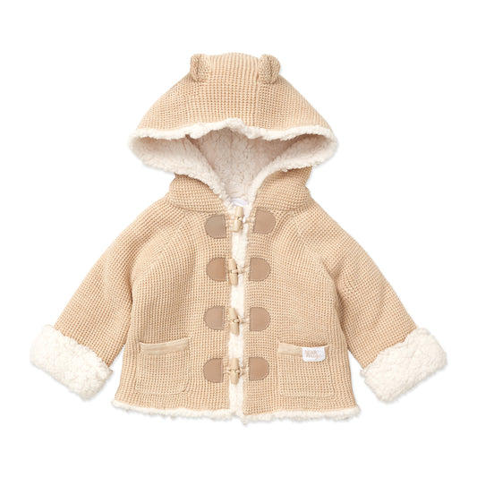 Rock A Bye Baby Boutique Baby Boys and Baby Girls Cotton Sherpa-Look Toggle Jacket, Oatmeal, 3-6M