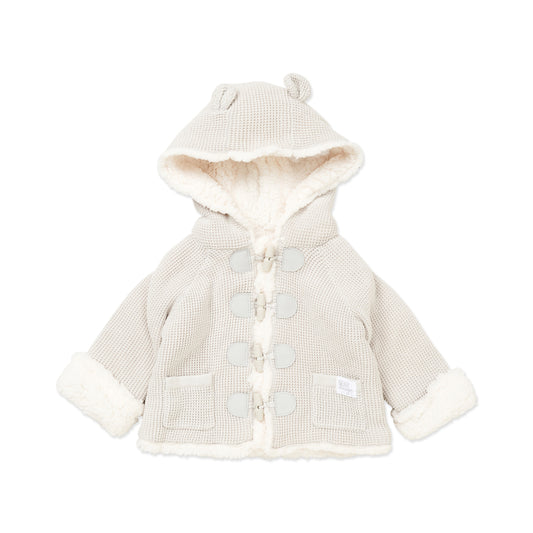 Rock A Bye Baby Boutique Baby Boys and Baby Girls Cotton Sherpa-Look Toggle Jacket, Light Gray, 0-3M